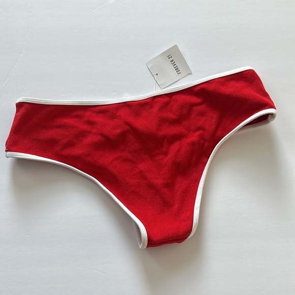NWT Forever 21 Terry Cloth Red Bikini Bottom Sz M - Picture 2 of 3